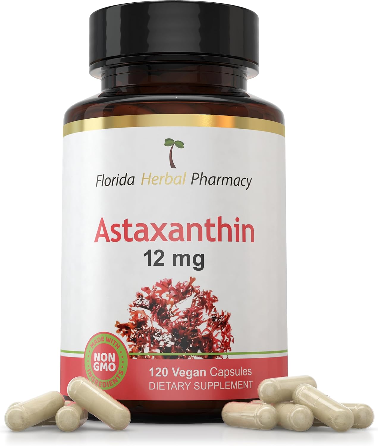 120 Astaxanthin 12 mg Capsules by Florida Herbal Pharmacy