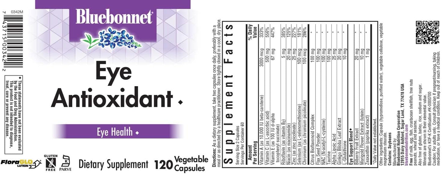 120 BlueBonnet Eye Antioxidant with Zeaxanthin Formula Vegetarian Capsules