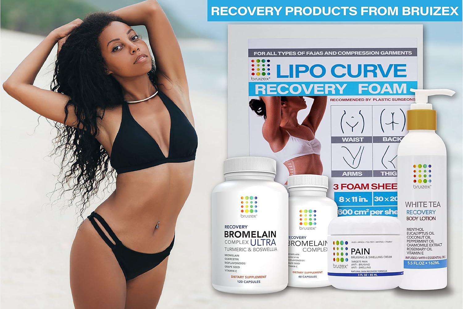 120 Capsules Bruizex Ultra Bromelain and Quercetin Supplement for Bruising, Trauma Recovery, and Swelling after Surgery with Turmeric and Boswellia