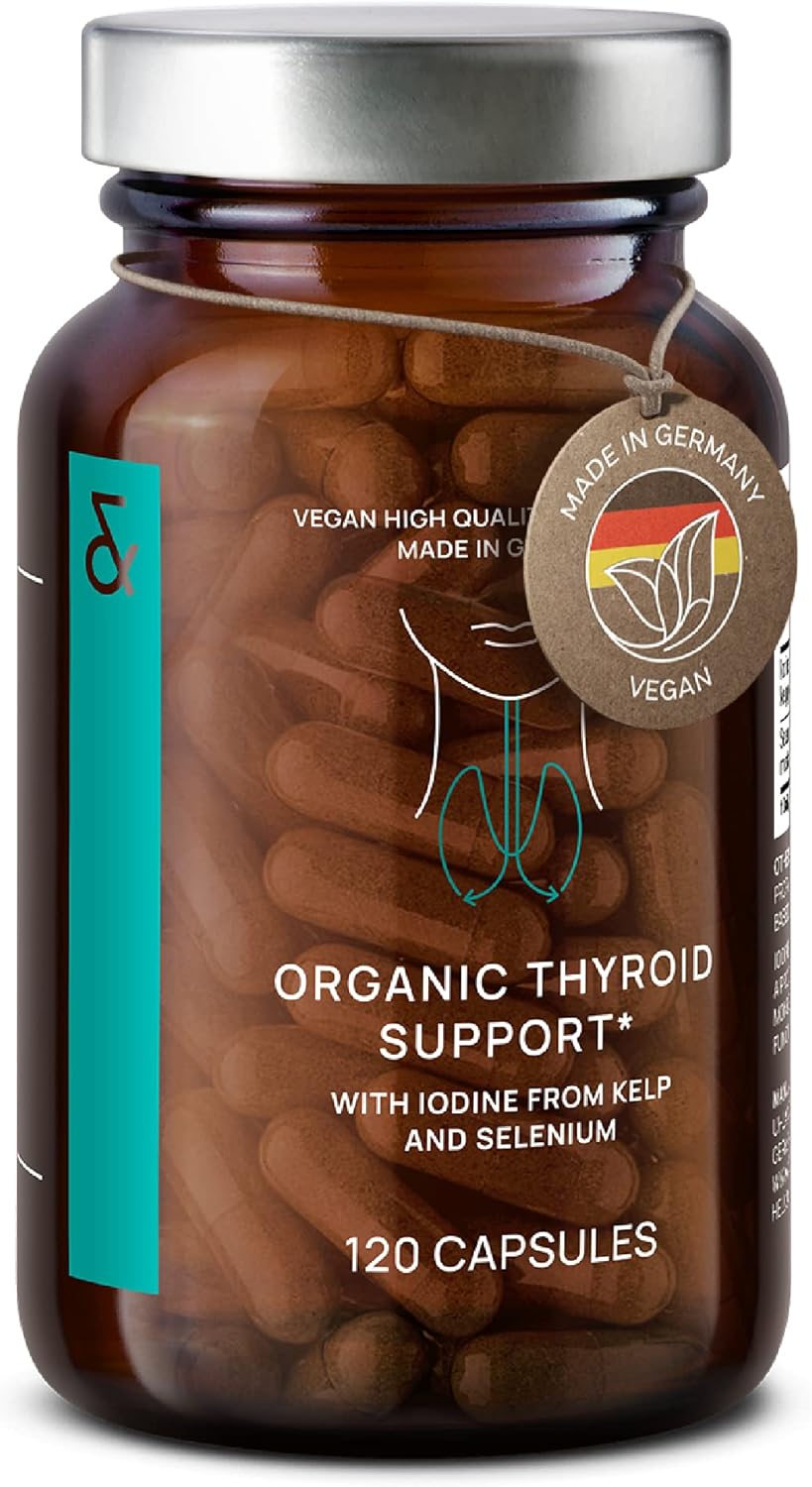 120 Capsules CLAV Organic Thyroid Support Supplement with Iodine & Selenium - Natural Men & Women Vegan Gluten Free
