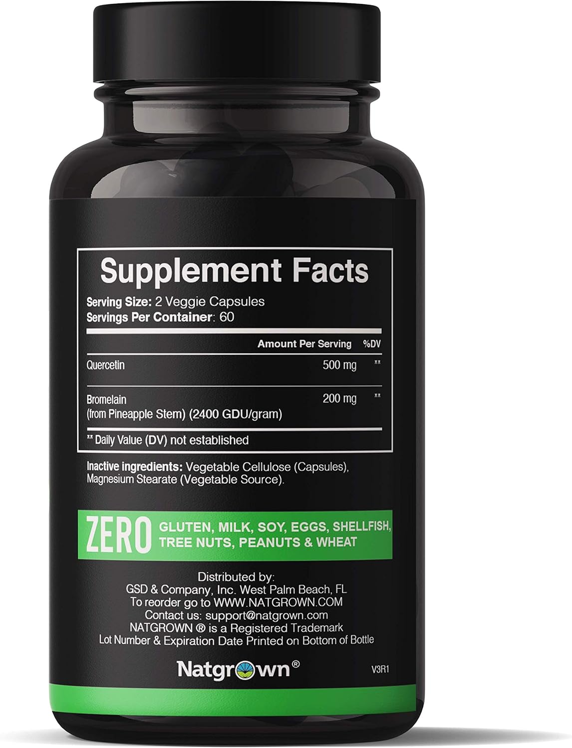 120 Capsules Natgrown Quercetin and Bromelain Supplement Complex for Natural Support