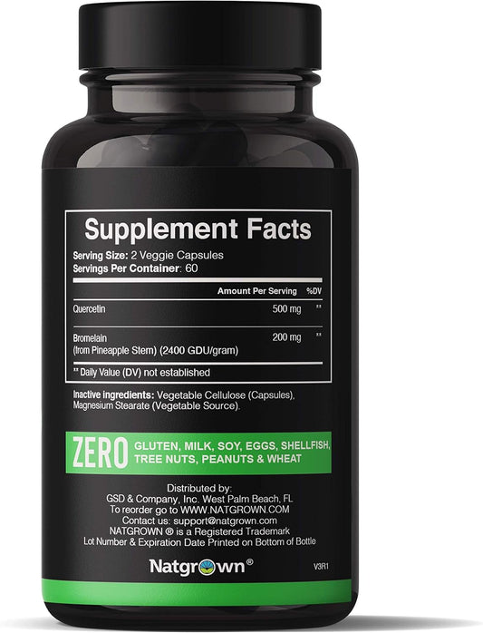 120 Capsules Natgrown Quercetin and Bromelain Supplement Complex for Natural Support