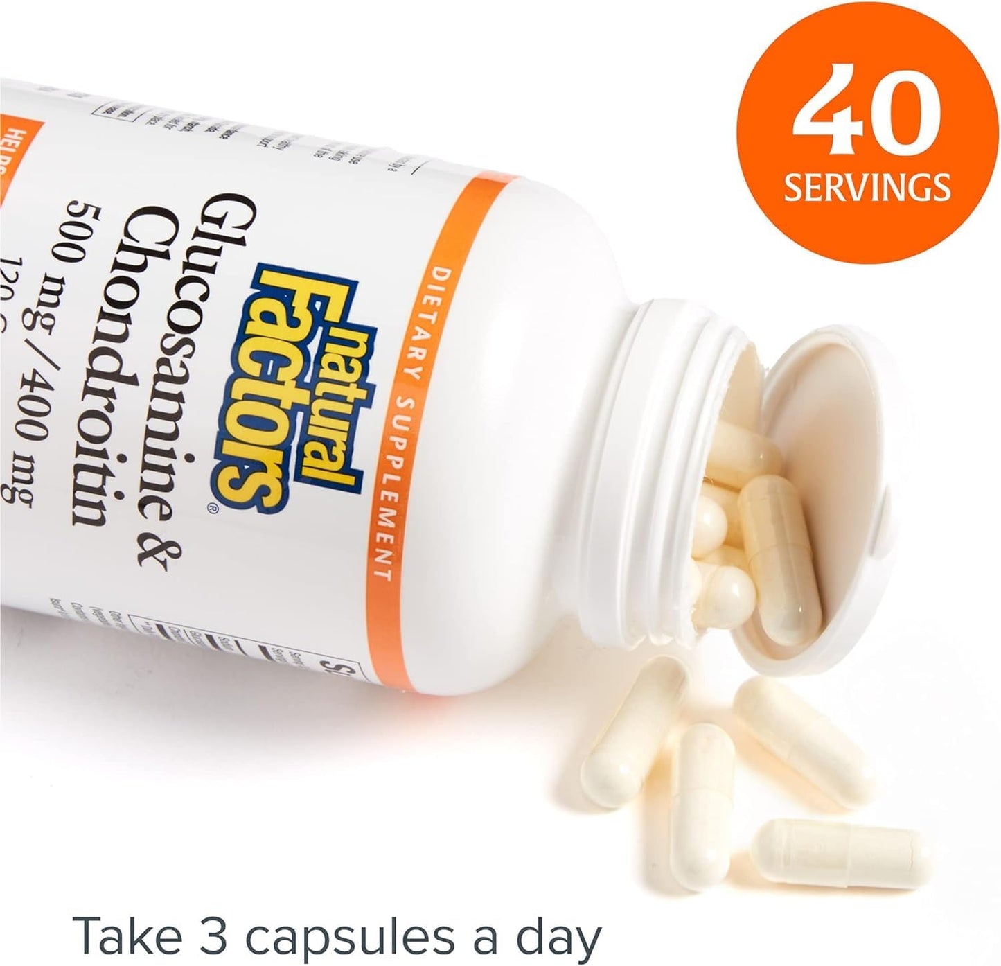 120 Capsules Natural Factors Glucosamine & Chondroitin for Healthy Joints & Connective Tissue