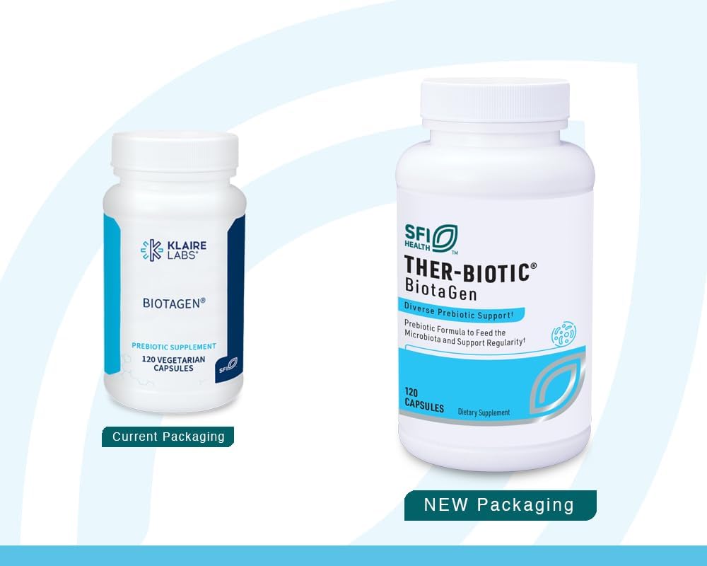 120 Capsules of Klaire Labs Biotagen Prebiotic Blend with Inulin, Beta-Glucan & Arabinogalactan for Gut Microbiota Support