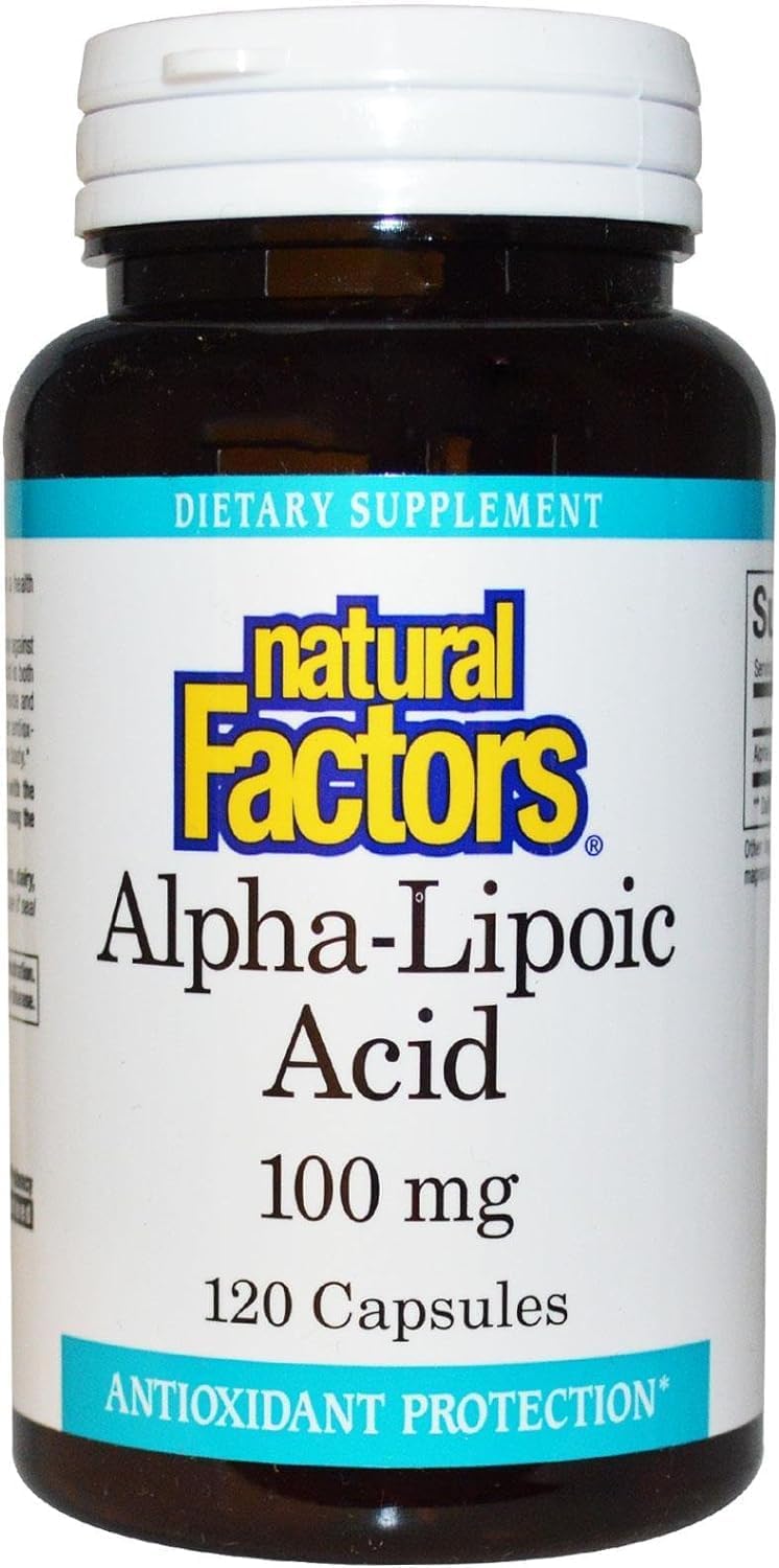 120 Capsules of Natural Factors Alpha-Lipoic Acid (100 mg) for Antioxidant Support