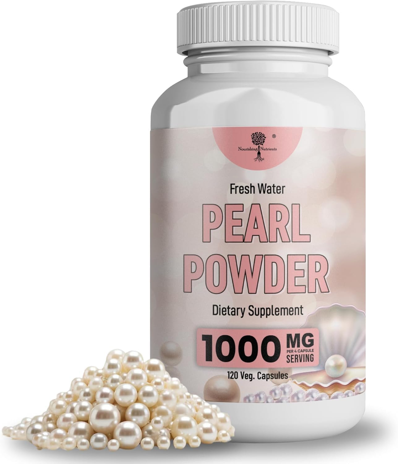 120 Capsules of Nourishing Pearl Powder Supplement for Skin Health - Anti-Aging, Antioxidant, Collagen Production - Supports Immunity, Mood, Sleep - With Calcium, Amino Acids - Healthy Eyes, Hair, Nails