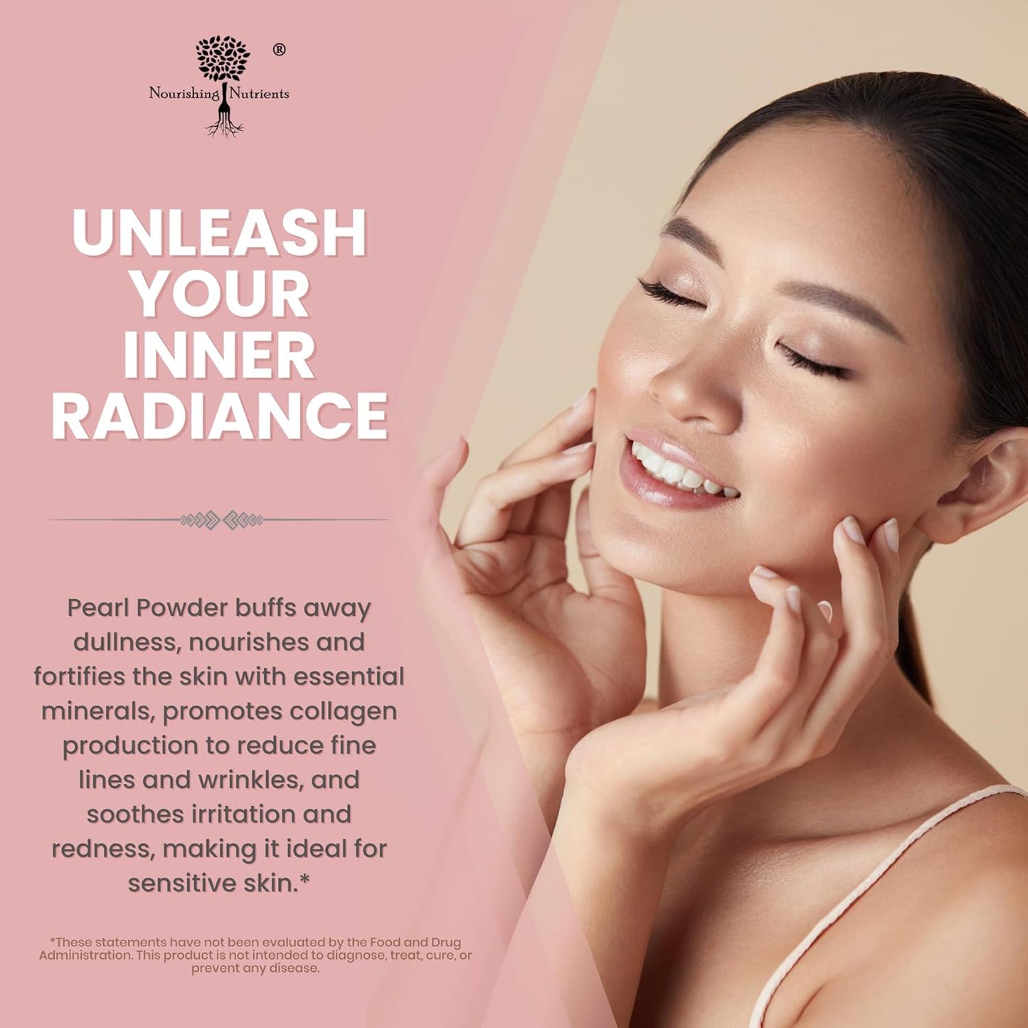 120 Capsules of Nourishing Pearl Powder Supplement for Skin Health - Anti-Aging, Antioxidant, Collagen Production - Supports Immunity, Mood, Sleep - With Calcium, Amino Acids - Healthy Eyes, Hair, Nails