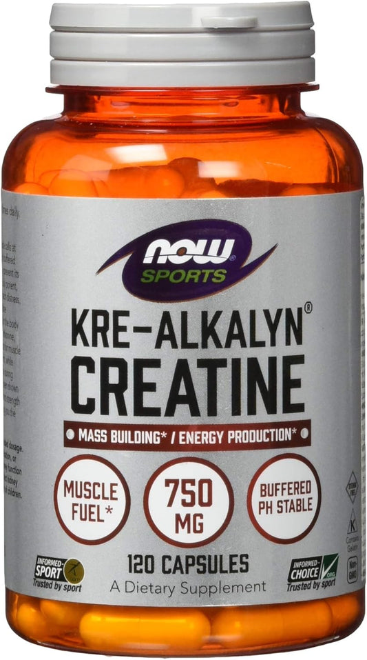 120 Capsules of Now Foods Kre-Alkalyn® Creatine for Improved Workout Performance