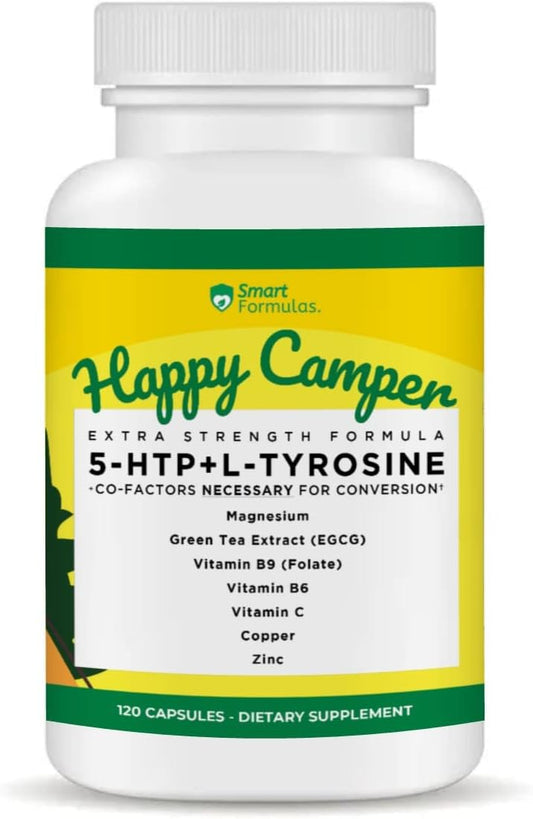 120 Capsules of Serotonin and Dopamine Boosting Smart Formulas for Happiness - Vegetarian with 5-HTP, L-Tyrosine, Magnesium, Green Tea Extract, and Essential Vitamins and Minerals