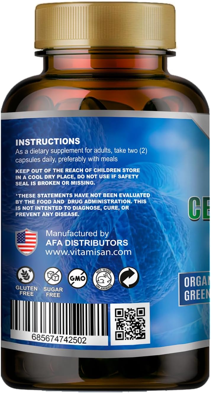 120 Capsules of VITAMISAN AFA Stem Natural Cell with 1000mg Blue Green Algae - Non GMO & Gluten Free