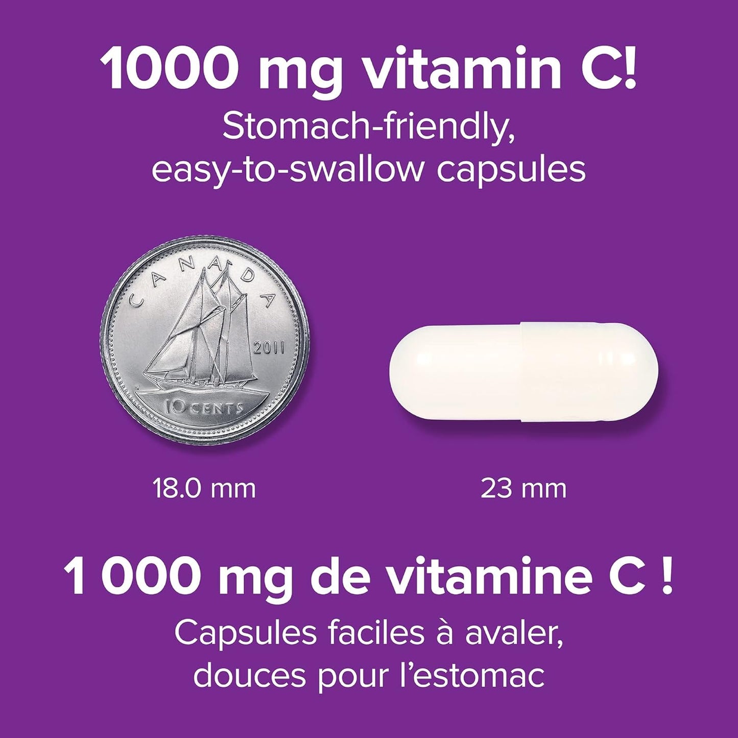 120 Capsules of Webber Naturals Vitamin C Calcium Ascorbate 1000 mg - Gentle on the Stomach