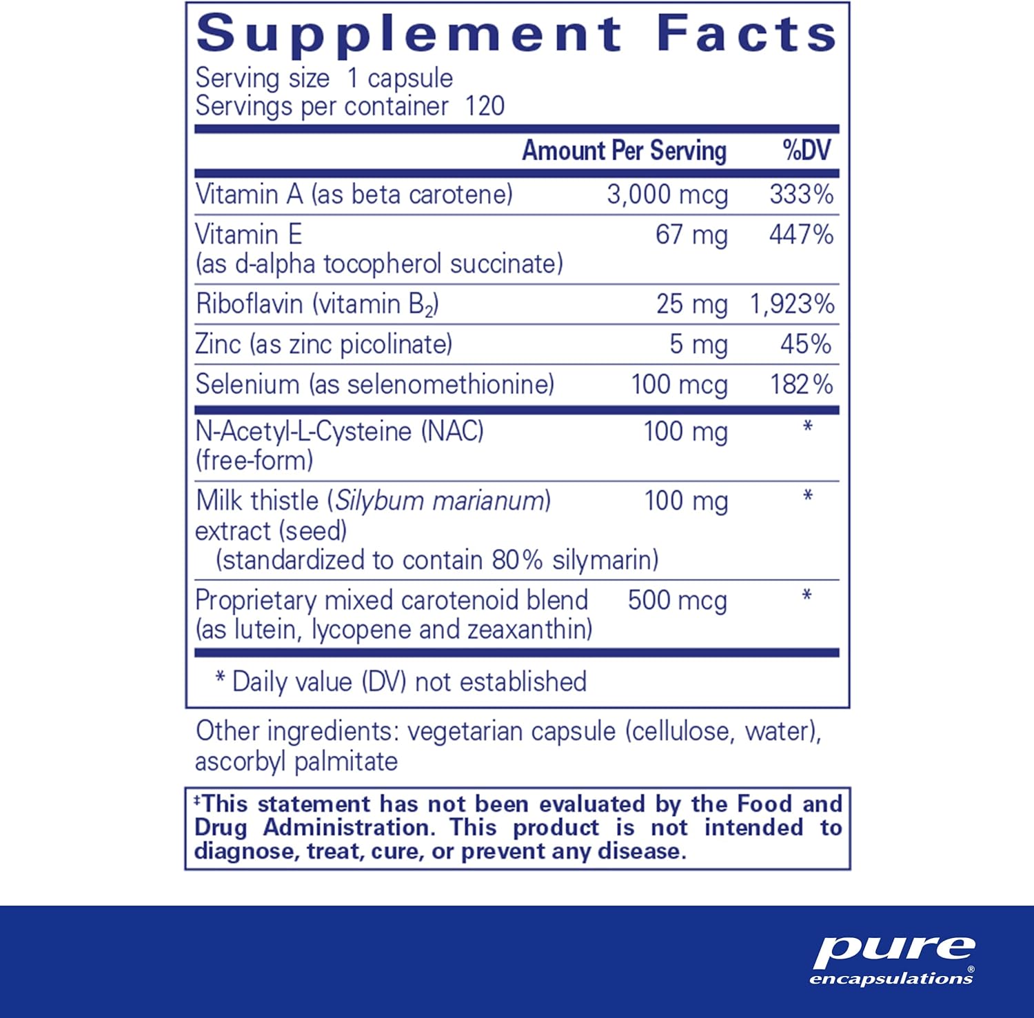 120 Capsules Pure Encapsulations Antioxidant Formula for Comprehensive Antioxidant Support