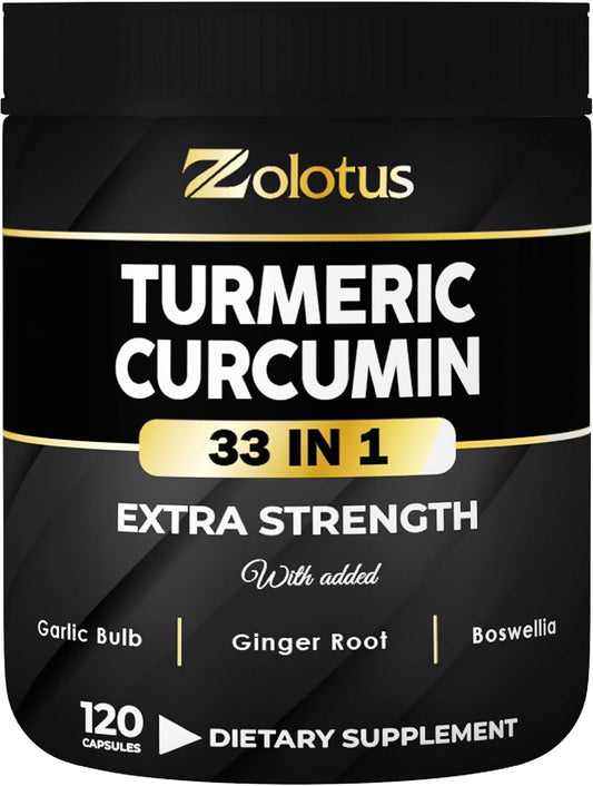 120 Capsules Zolotus Turmeric Curcumin with Ginger, Ginseng, Bromelain, Moringa, Black Pepper - Joint & Absorption Support, 95% Curcuminoids - BoostGo Australia