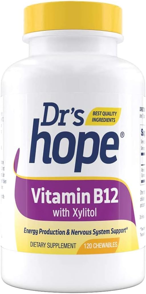 120 Chewable Tablets of Dr's Hope Vitamin B12 1000 Mcg - Boost Metabolism, Energy, Nervous System Support - Non-GMO & Gluten Free - 1 Tablet Per Serving