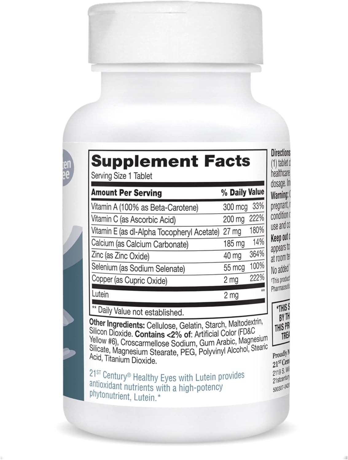 120 Count 21st Century Lutein Tablets for Healthy Eyes, Pack of 2