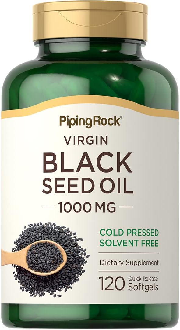 120 Count Black Seed Oil Softgel Capsules 1000mg - Cold Pressed Virgin, Non-GMO, Gluten Free - Piping Rock