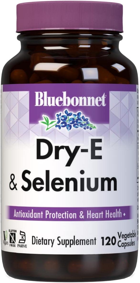 120 Count BlueBonnet Dry E-400 IU Plus Selenium Vegetarian Capsules in White Color