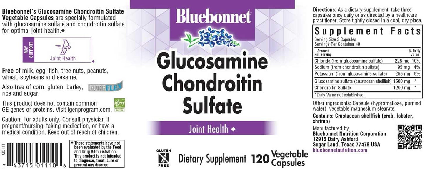 120 Count BlueBonnet Glucosamine Chondroitin Sulfate Supplement for Joint Health