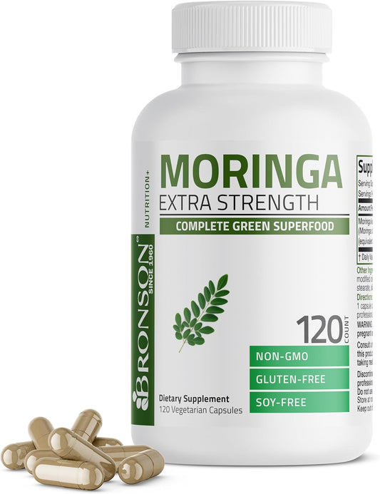120 Count Bronson Moringa Oleifera Powder Capsules - Extra Strength Formula
