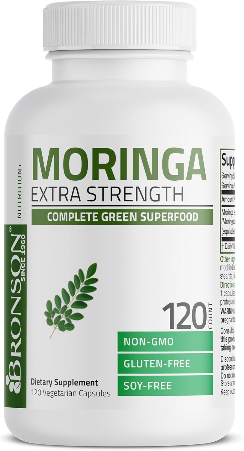 120 Count Bronson Moringa Oleifera Powder Capsules - Extra Strength Formula