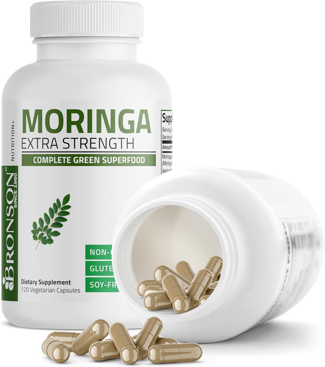 120 Count Bronson Moringa Oleifera Powder Capsules - Extra Strength Formula
