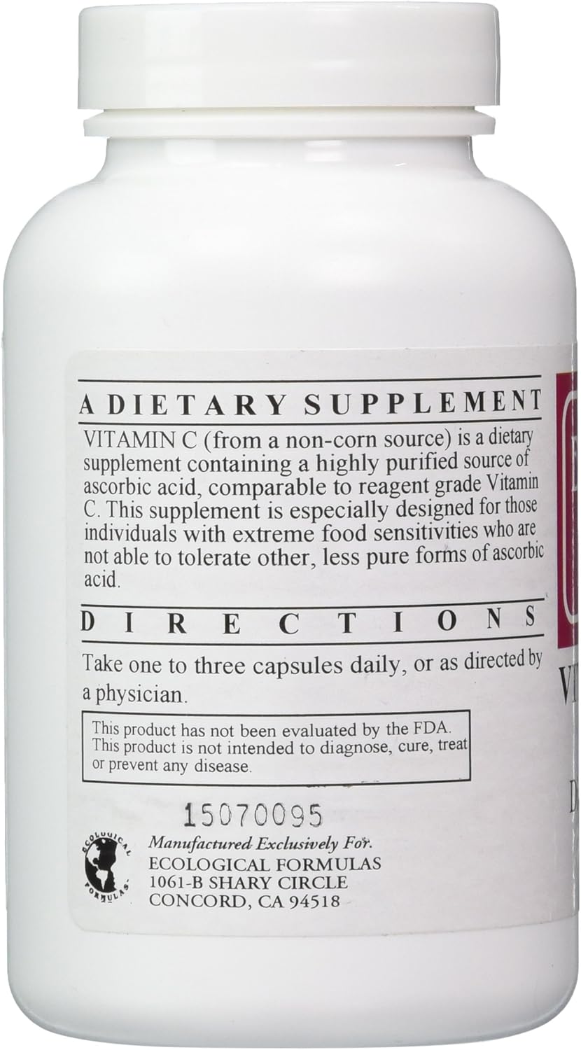 120 Count Ecological Formulas Cardiovascular Research Vitamin C-1000 Capsules for Immune Support