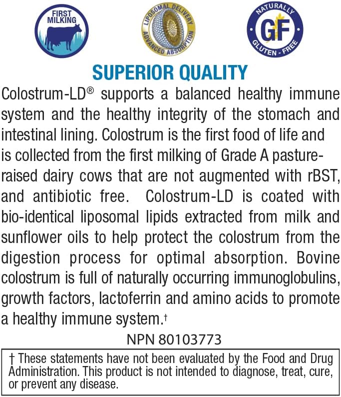120 Count GastroDefense Colostrum Capsules with Liposomal Delivery Technology