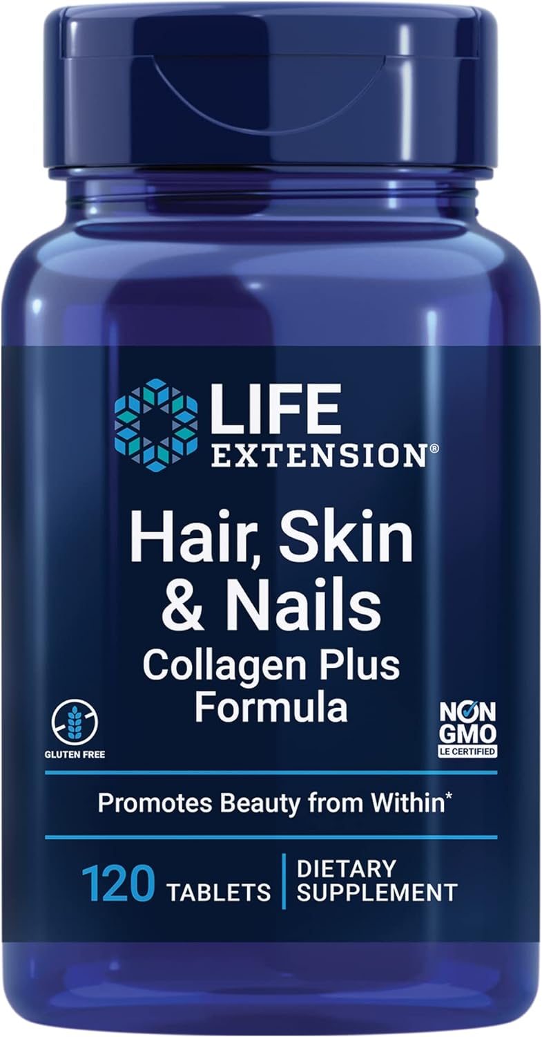 120 Count Hair, Skin & Nails Collagen Plus Formula with 30 Liquid Vegetarian Capsules of Skin Restoring Ceramides