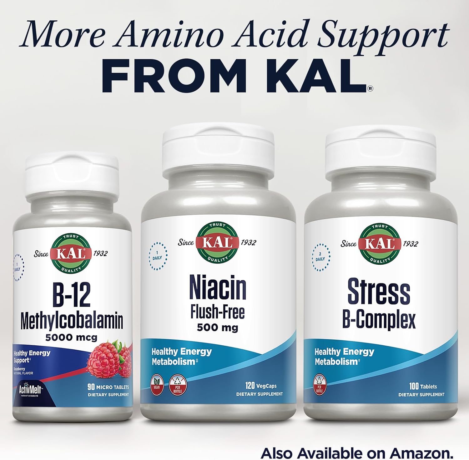 120 Count KAL Niacin Flush-Free Capsules 500 Mg - High Strength Vitamin B3 Supplement