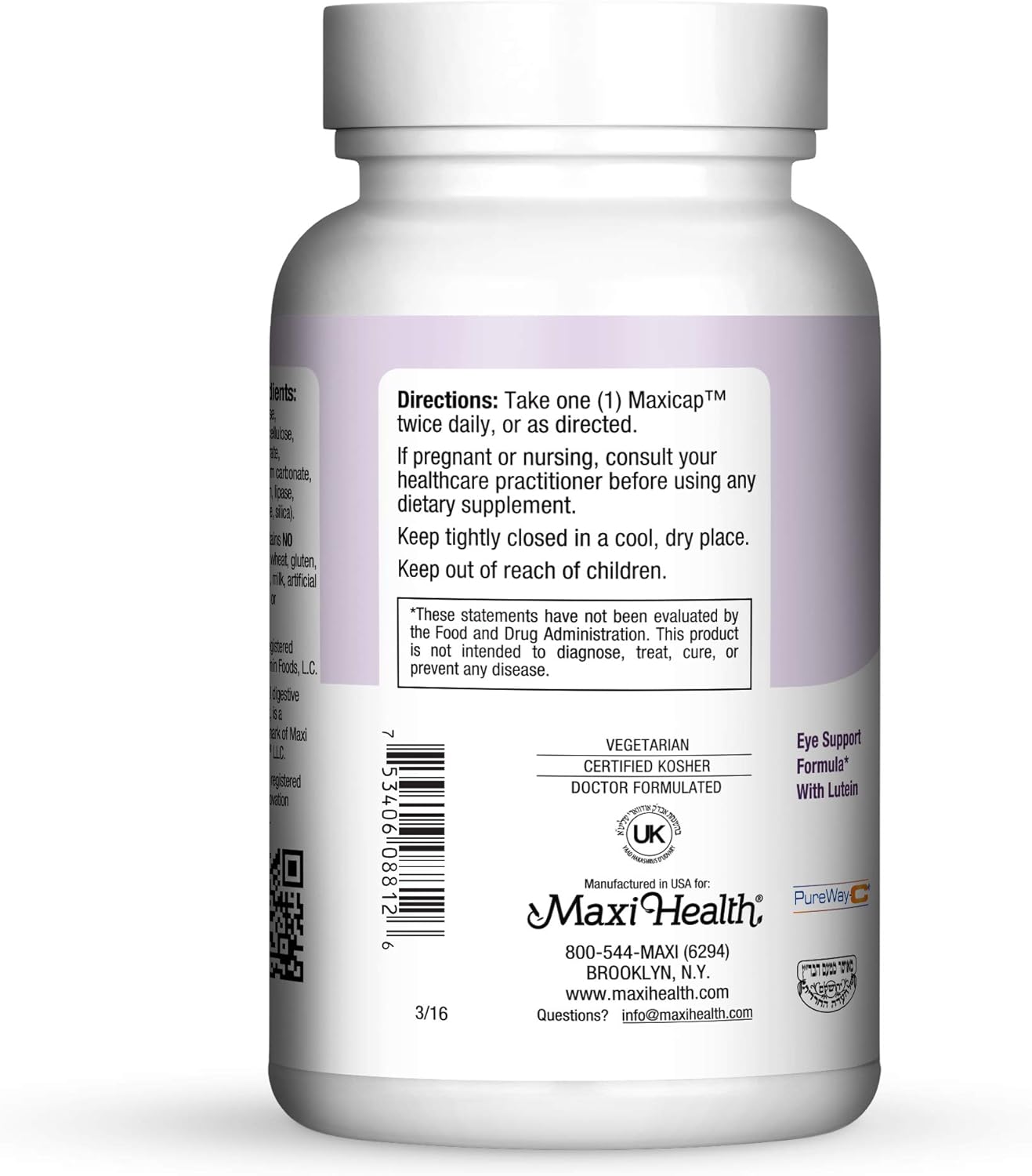 120 Count Maxi Health Bilberry Supreme with Eyebright and Lutein Eye Support Formula