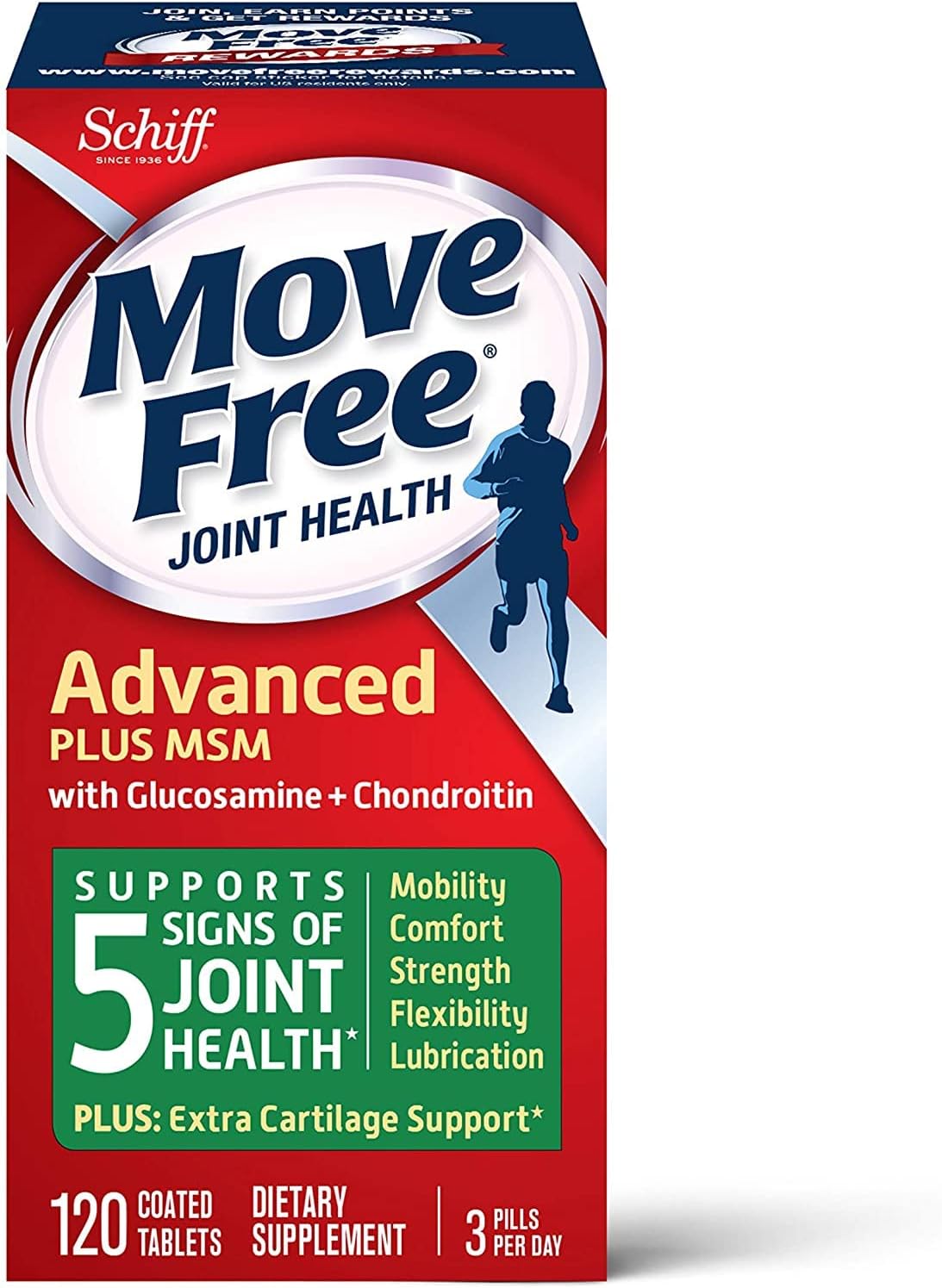 120 Count Move Free Advanced Plus MSM with Glucosamine and Chondroitin Supplement