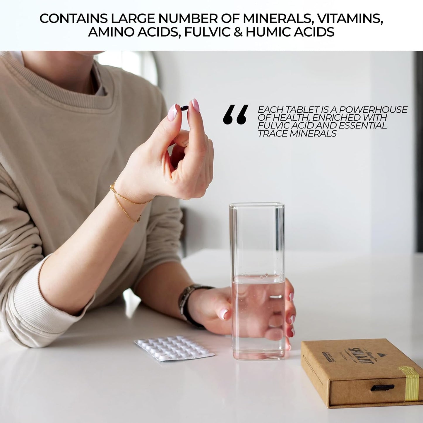 120 Count Natural Sun-Dried Shilajit Tablets for Men & Women - 100% Pure with Fulvic Acid & 85+ Essential Trace Minerals for Peak Performance & Immune Health