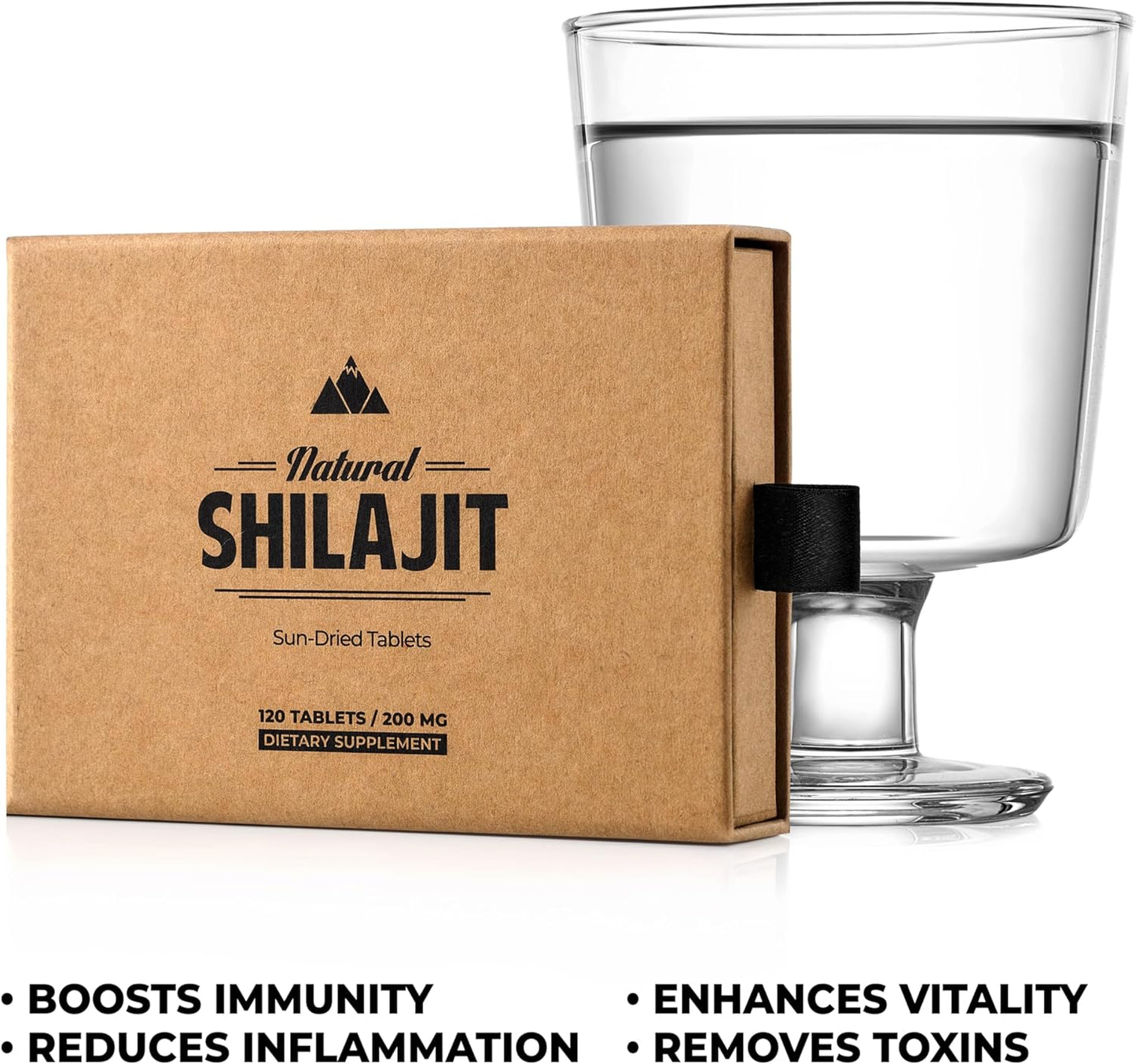 120 Count Natural Sun-Dried Shilajit Tablets for Men & Women - 100% Pure with Fulvic Acid & 85+ Essential Trace Minerals for Peak Performance & Immune Health