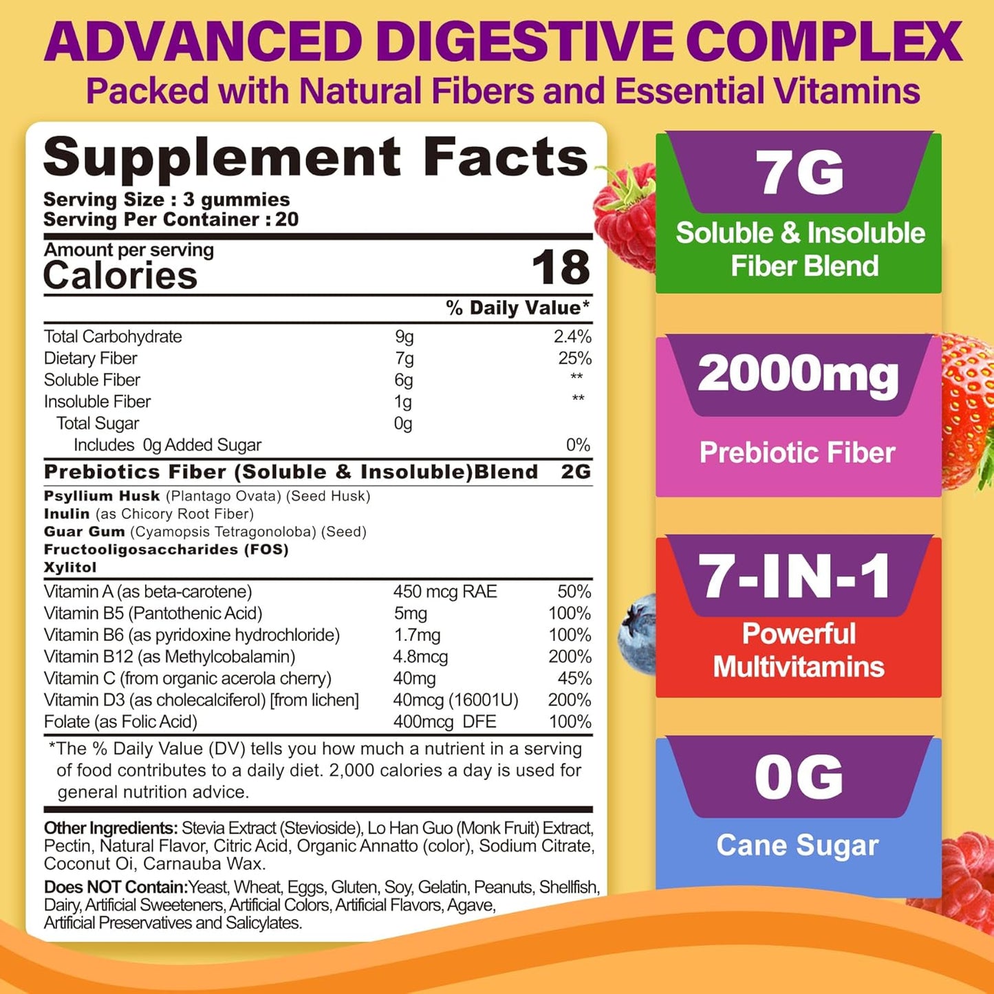120 Count NEVISS Prebiotics Fiber Gummies + 60 Count Glutathione Gummies: Gut Health and Antioxidant Support