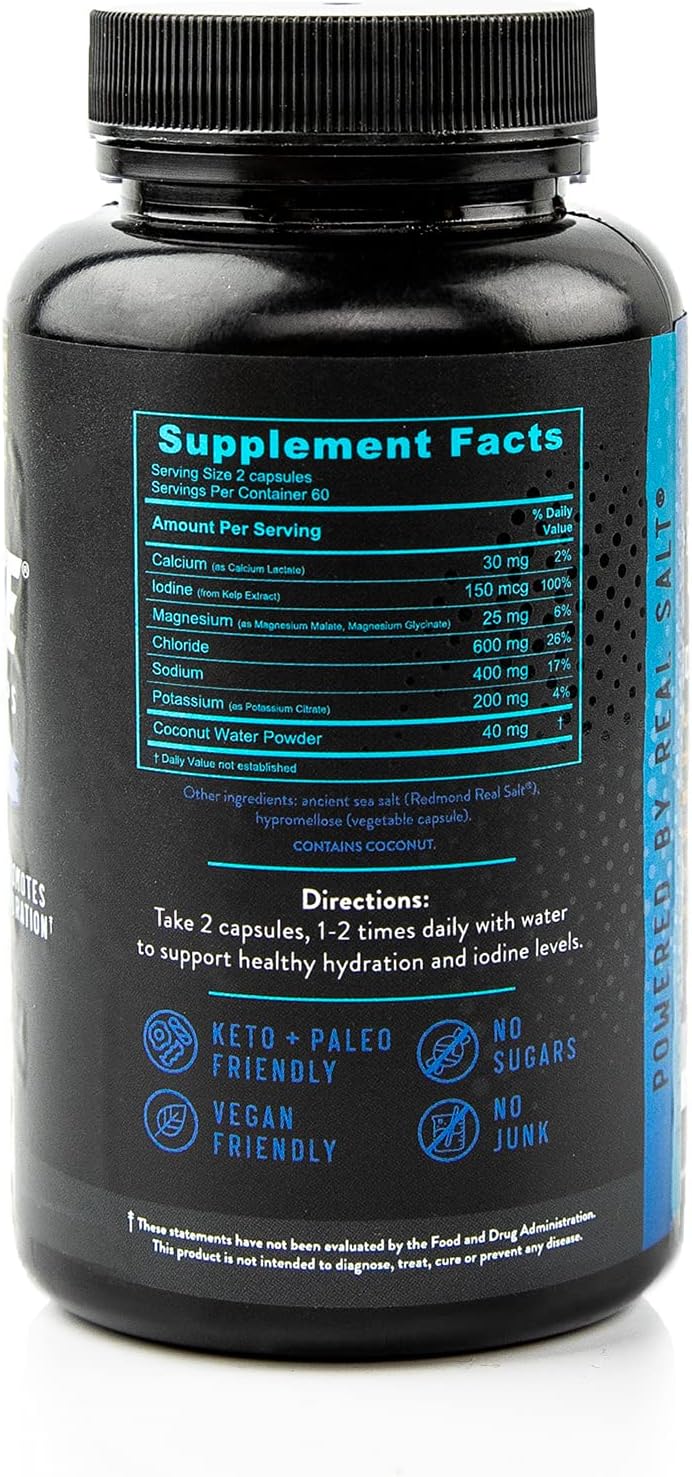 120 Count REDMOND Re-Lyte Hydration Plus Capsules for Ultimate Hydration Support