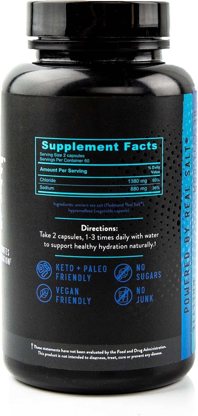 120 Count REDMOND Re-Lyte Hydration Support Capsules for Electrolyte Balance & Hydration