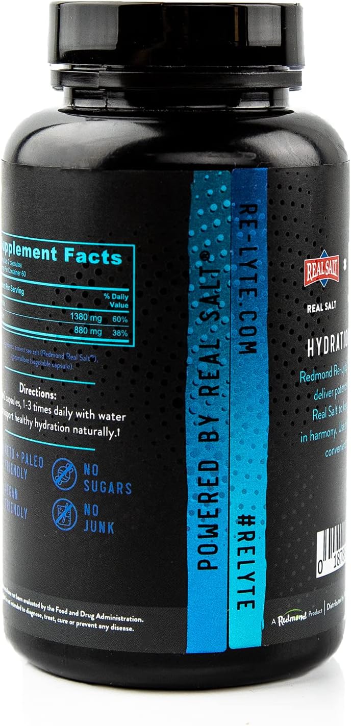 120 Count REDMOND Re-Lyte Hydration Support Capsules for Electrolyte Balance & Hydration
