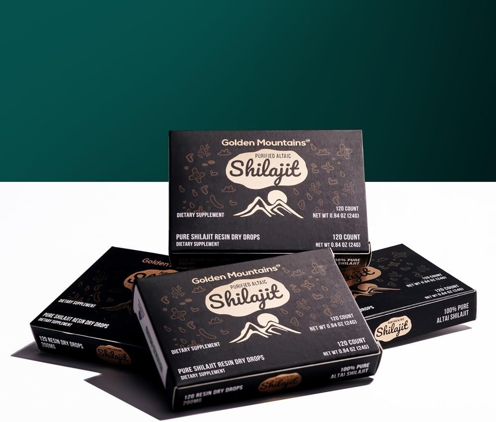 120 Count Siberian Green Premium Pure Shilajit Dry Drops from Altai Golden Mountains - Authentic Safety & Quality Certificate - US Lab Tested Fulvic Acid - 200 mg