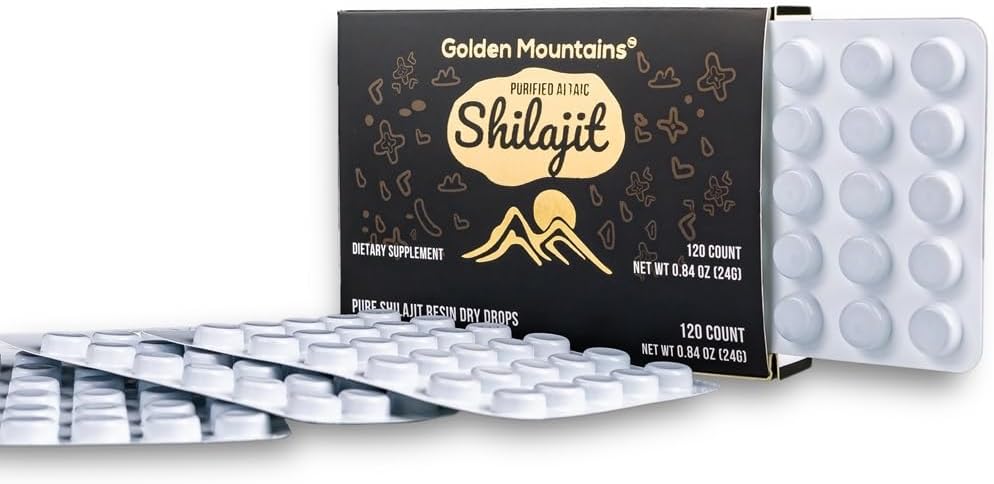 120 Count Siberian Green Premium Pure Shilajit Dry Drops from Altai Golden Mountains - Authentic Safety & Quality Certificate - US Lab Tested Fulvic Acid - 200 mg