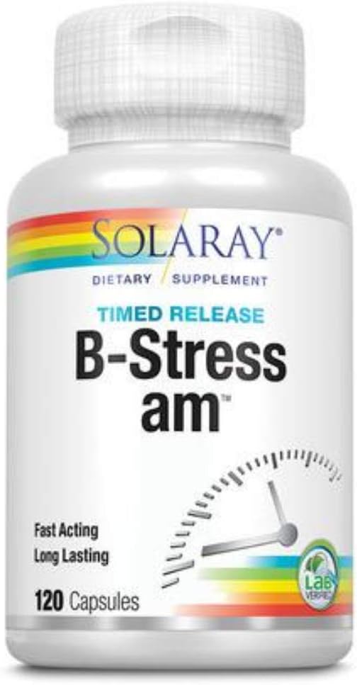 120 Count Solaray B Stress AM Two Stage Timed Release Supplement for Daily Support