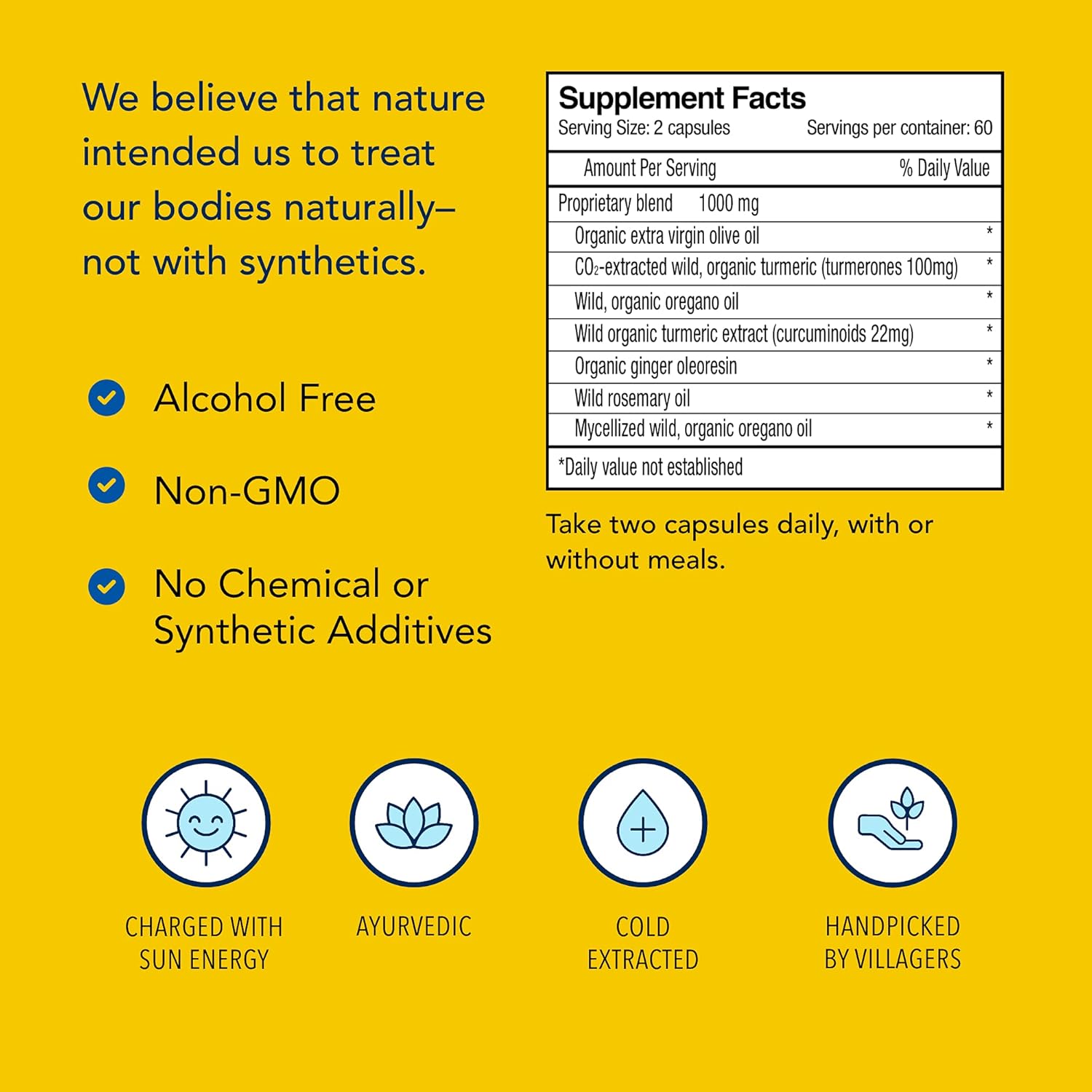 120 Count Turmeric Power-Plus Capsules - Whole Food Extract with Curcumin & Turmerones - Joint, Heart, Digestive Health Support - Antioxidant - Non-GMO - 60 Servings