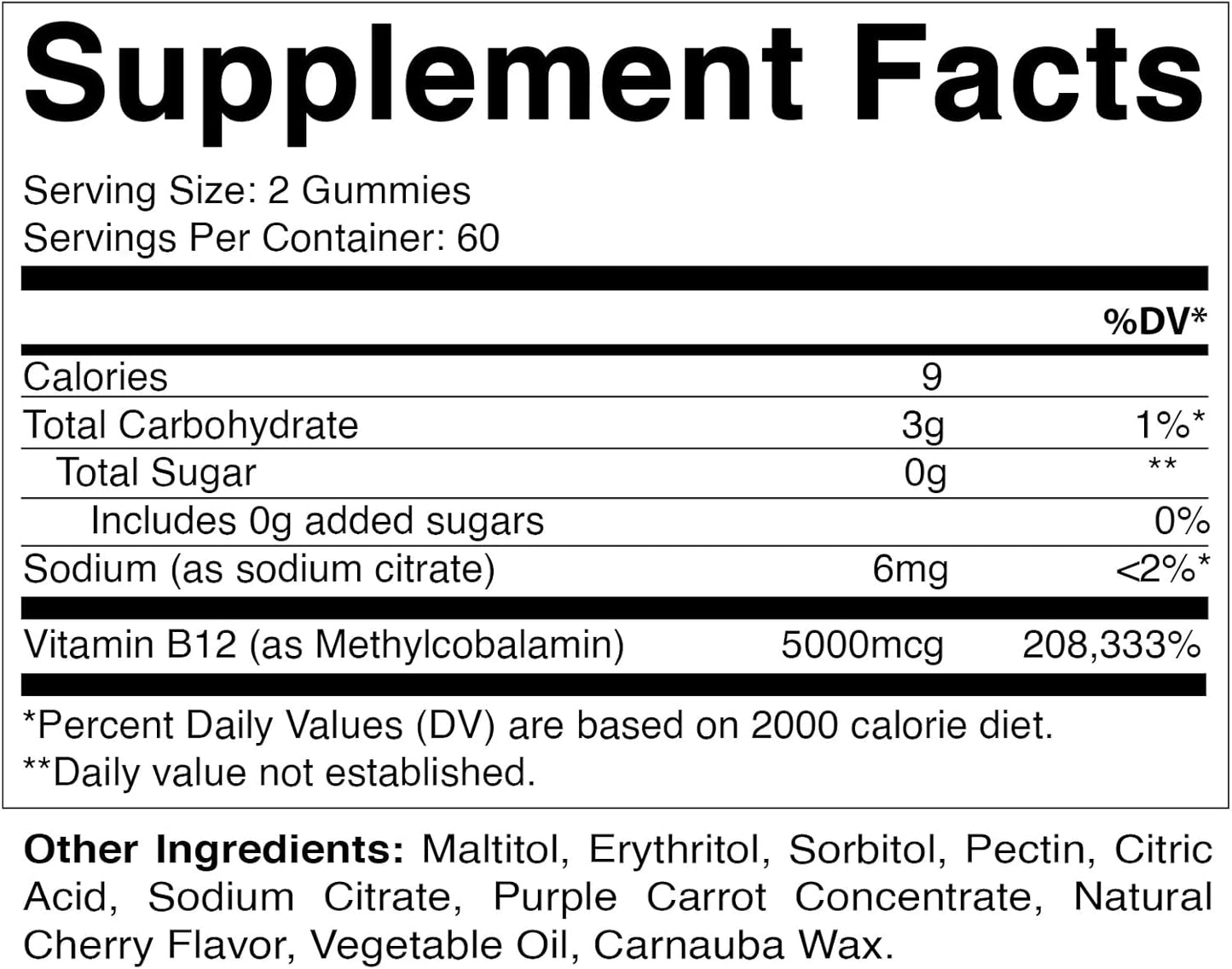 120 Count Vitamatic Extra Strength Methyl B12 5000 mcg Gummies for Energy and Nervous System Support - Natural Cherry Flavor