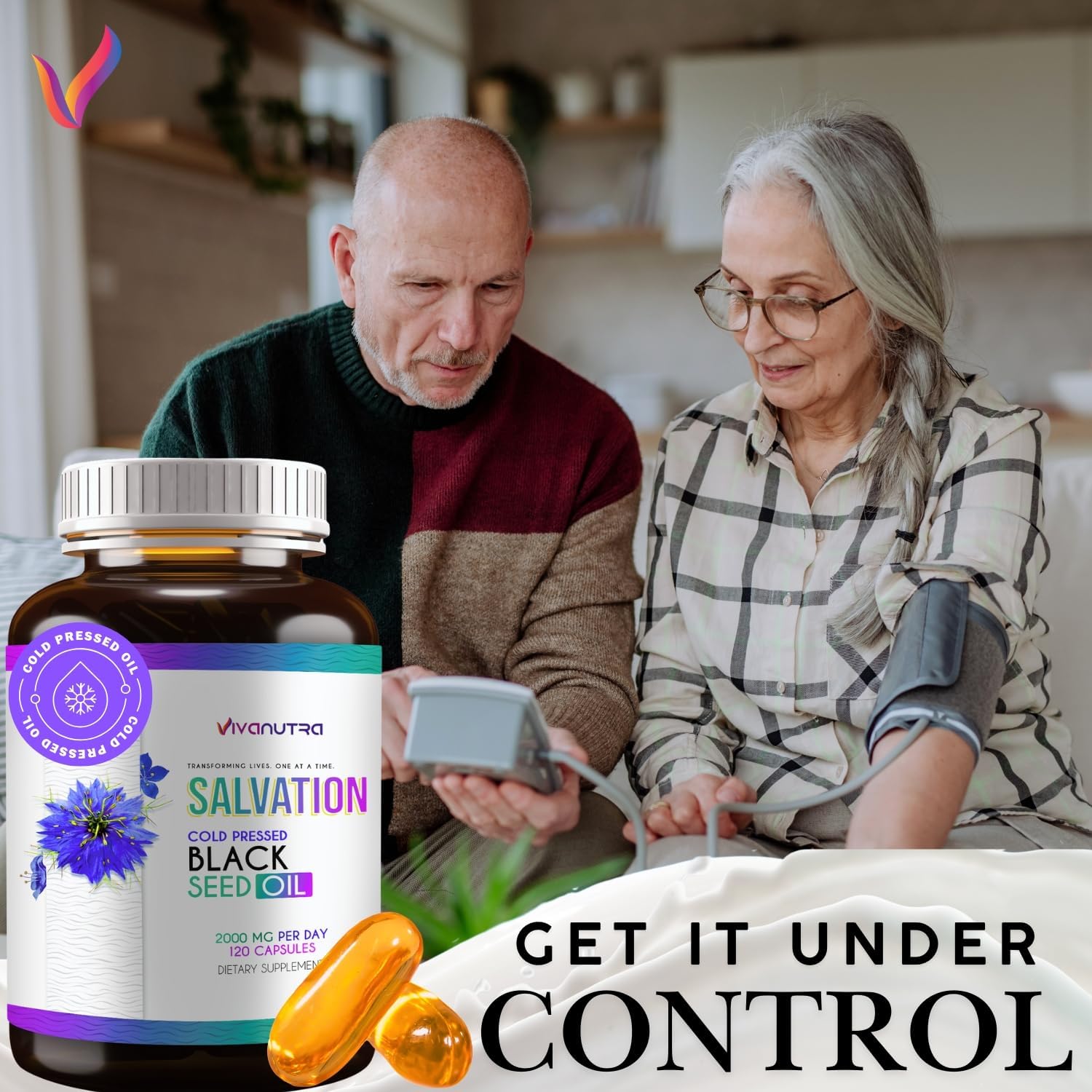 120 Count VIVANUTRA Black Seed Oil Capsules - Cold Pressed Turkish Nigella Sativa, 500mg Per Capsule - Made in USA