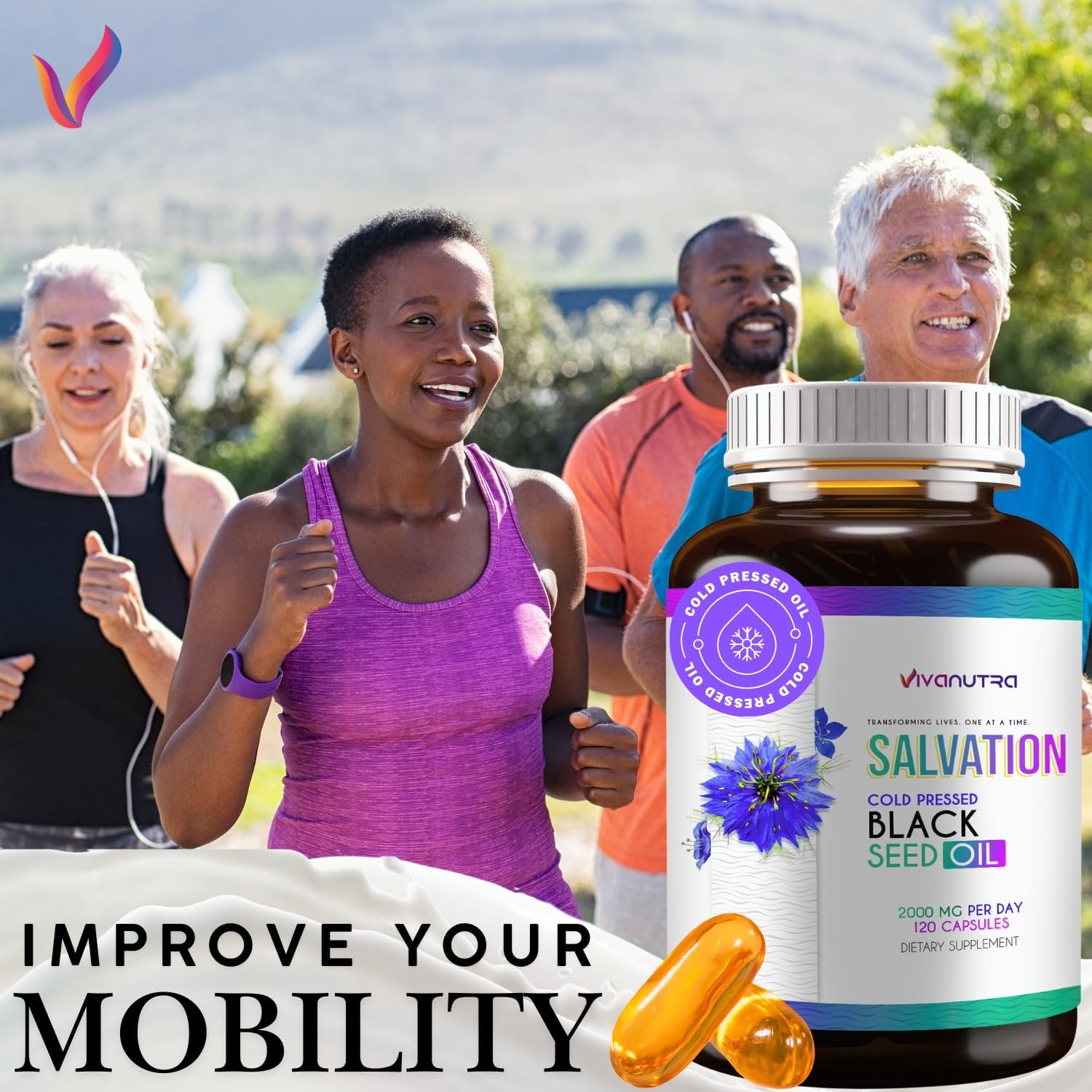 120 Count VIVANUTRA Black Seed Oil Capsules - Cold Pressed Turkish Nigella Sativa, 500mg Per Capsule - Made in USA