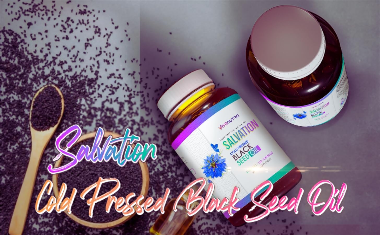 120 Count VIVANUTRA Black Seed Oil Capsules - Cold Pressed Turkish Nigella Sativa, 500mg Per Capsule - Made in USA