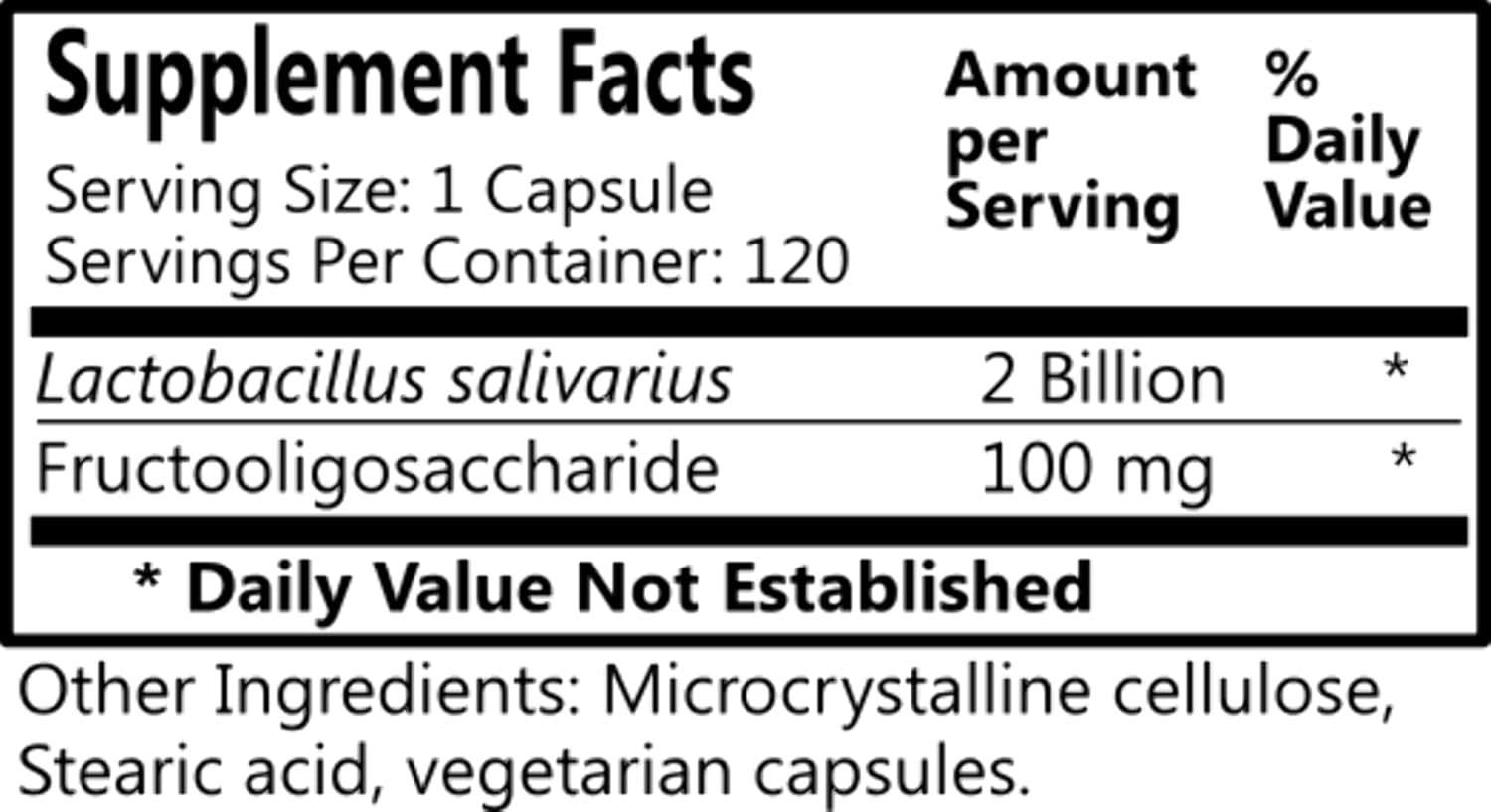 120 Delayed-Release L-Salivarius Probiotic Capsules for Daily Manufacturing