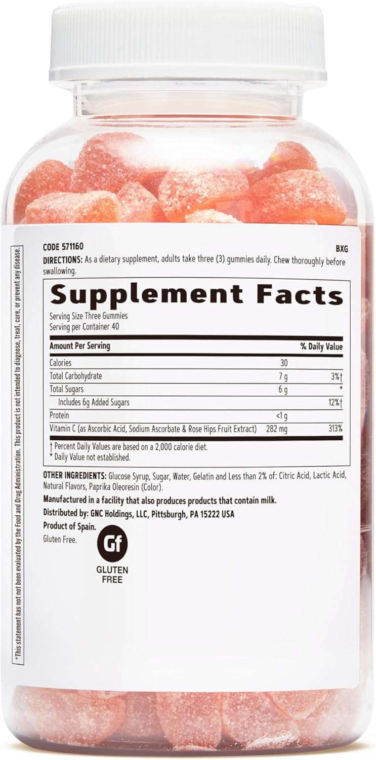 120 GNC Vitamin C Gummies for Immune Support and Antioxidant Boost