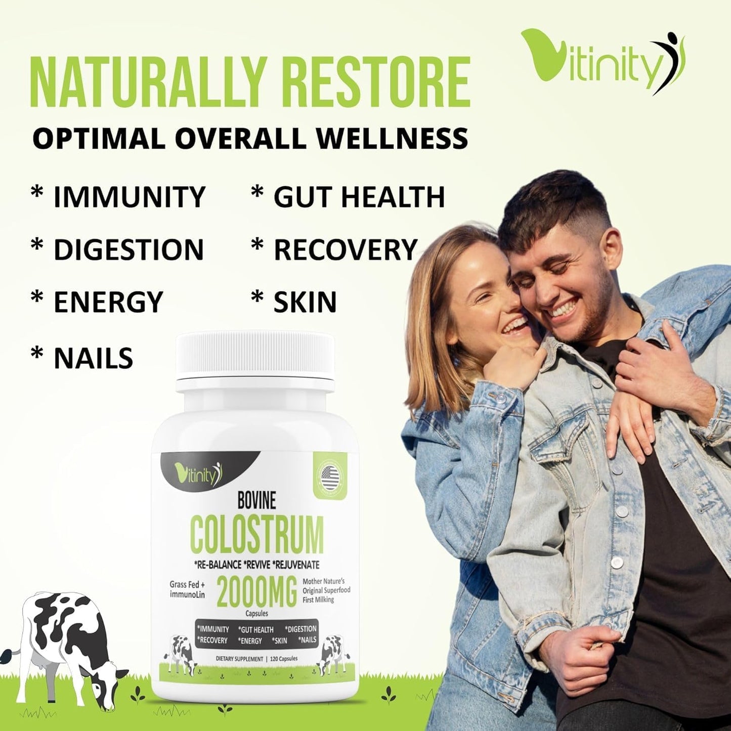 120 Grass Fed Bovine Colostrum Capsules for Gut Health, Immune Support, Muscle Recovery & Wellness - Natural IgG Supplement for Humans | Pure Colostrum Superfood, Unflavored