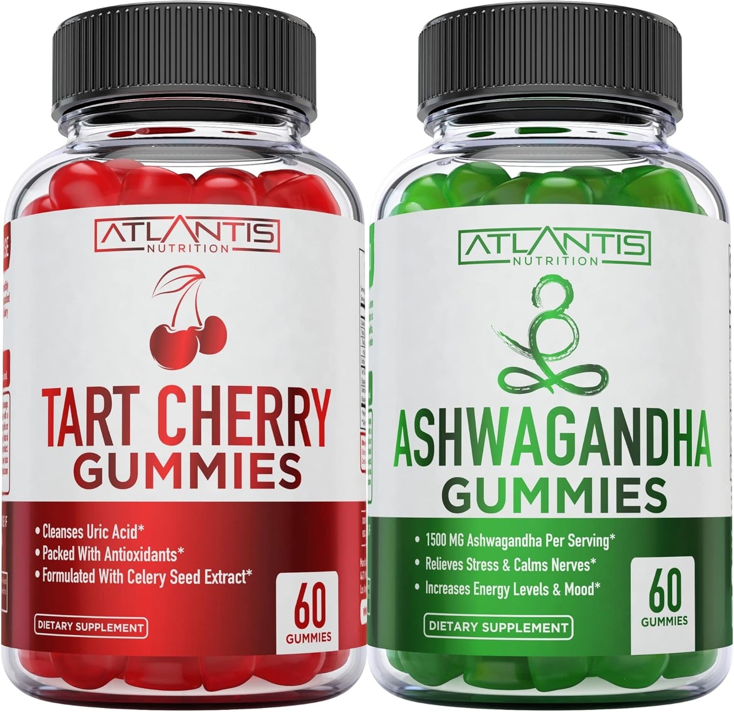 120 Gummies Bundle: Ashwagandha & Tart Cherry for Energy, Immunity, and Gout Relief