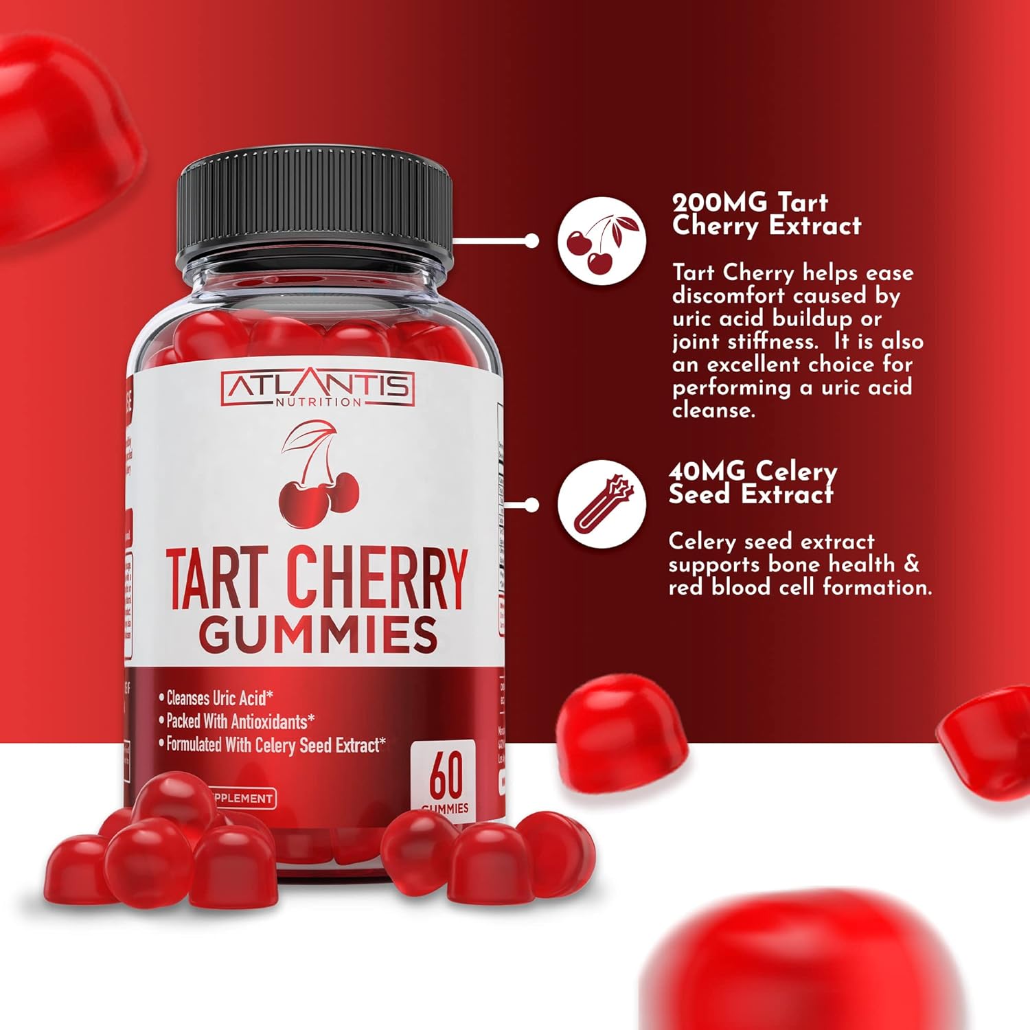 120 Gummies Bundle: Ashwagandha & Tart Cherry for Energy, Immunity, and Gout Relief